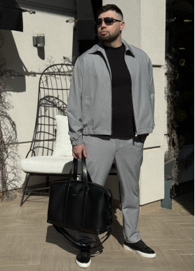 Чоловічий бомбер на підкладці преміальна костюмка сірий